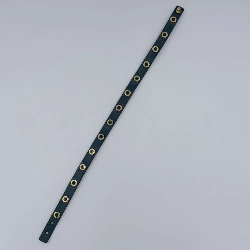 Tory Burch Enamel & Leather Cole Double Wrap Around Bracelet